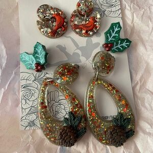 Set of Christmas clip earrings